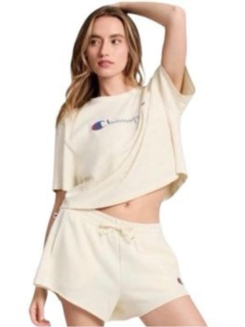Champion women’s plus size cropped short sleeve -Blue Logo Tee plus size